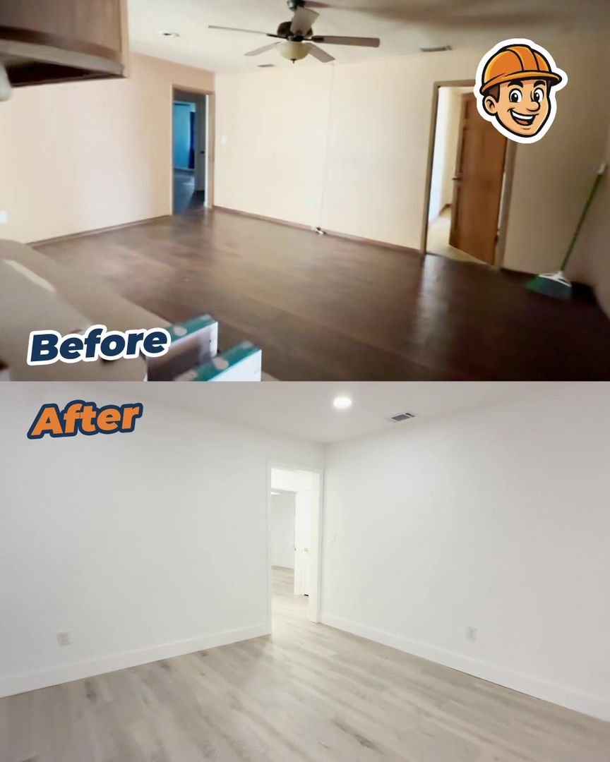 New light wood-look plank flooring in an empty room