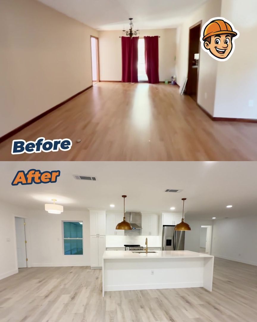 A new white kitchen with a large island