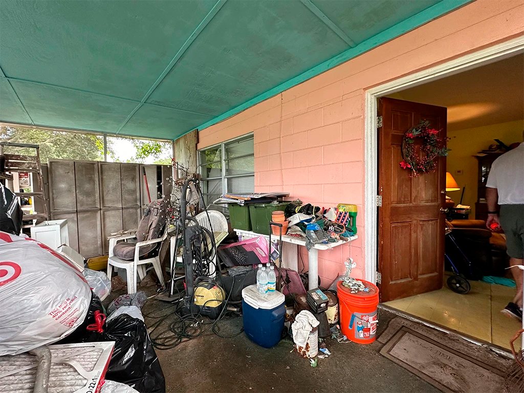 Before: worn front porch